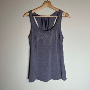 Lululemon Racerback Tank Top Purple Heathered Dot Pattern Size 4 Pocket